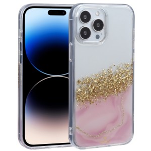 DFANS DESIGN Dual-color Starlight Shining Phone Case PC / TPU Γιά iPhone 13 Pro Max Ρόζ