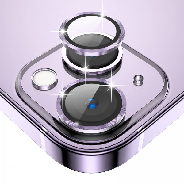 Μεταλλικό Κάλυμμα Κάμερας Armor ring με tempered glass για iPhone 14 / 14 Plus Μώβ