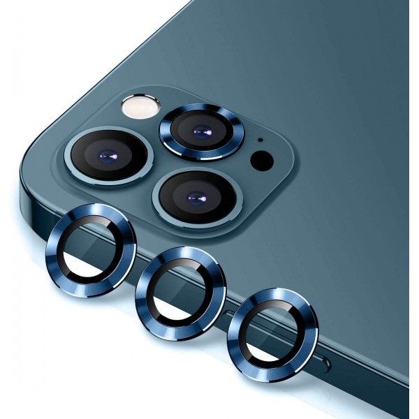 Μεταλλικό Κάλυμμα Κάμερας Armor ring με tempered glass για iPhone 12 Pro Max Μπλέ